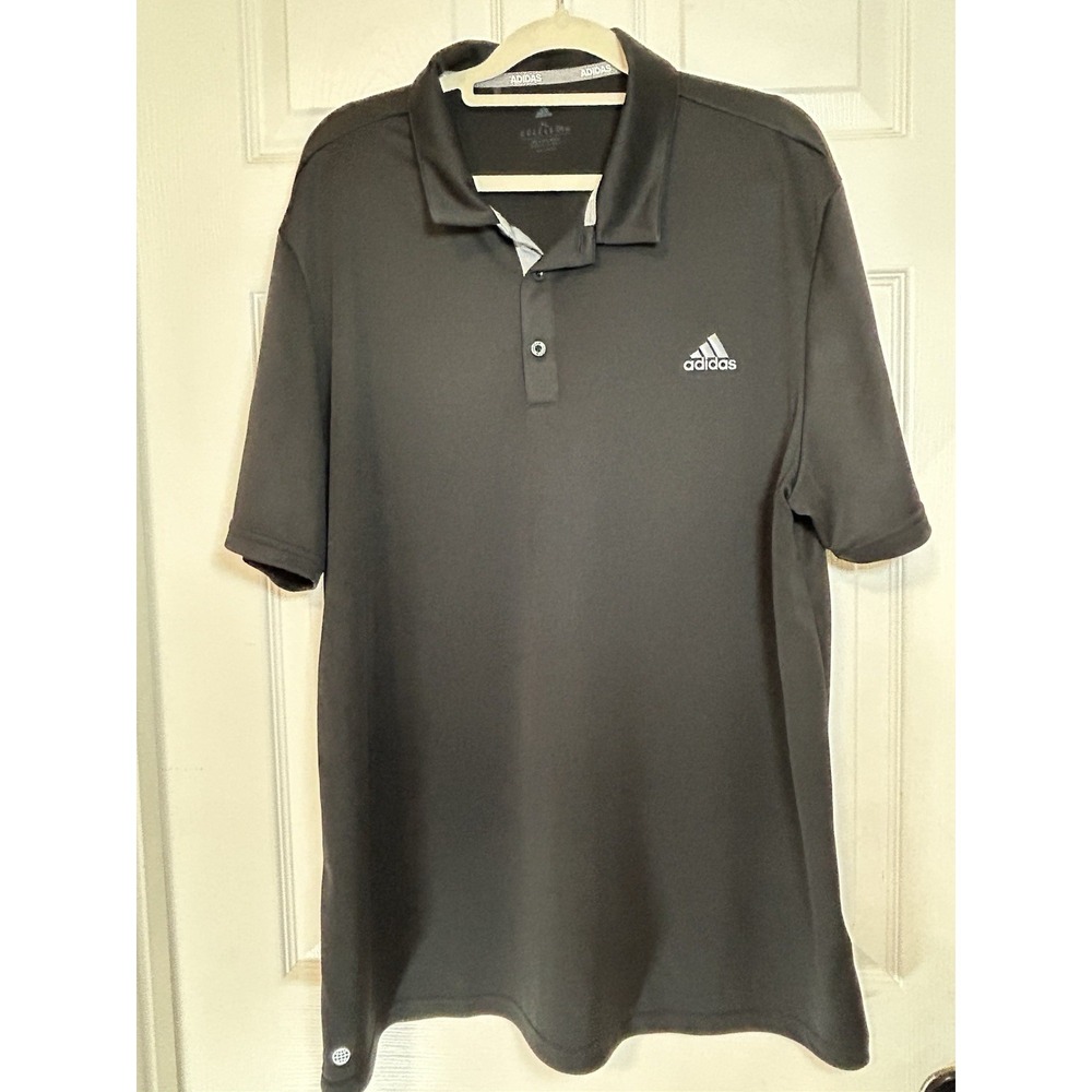 Adidas Men's Black‎ Golf Polo Shirt Size XL Stretch Performance Black Logo